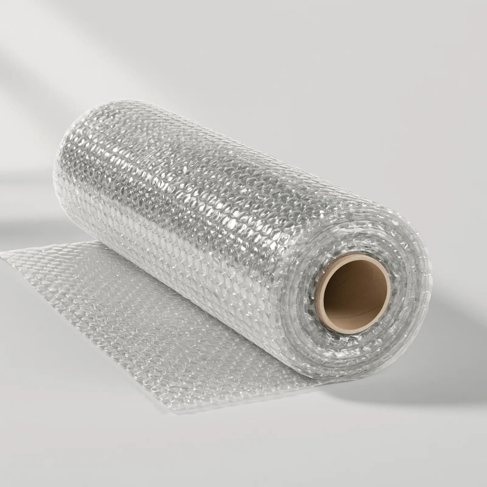 Roll of 500mm clear small bubble wrap partially unrolled